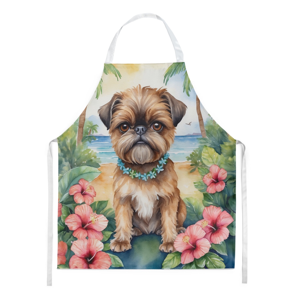 Picture of Carolines Treasures DAC6393APRON 30 x 27 in. Brussels Griffon Luau Apron