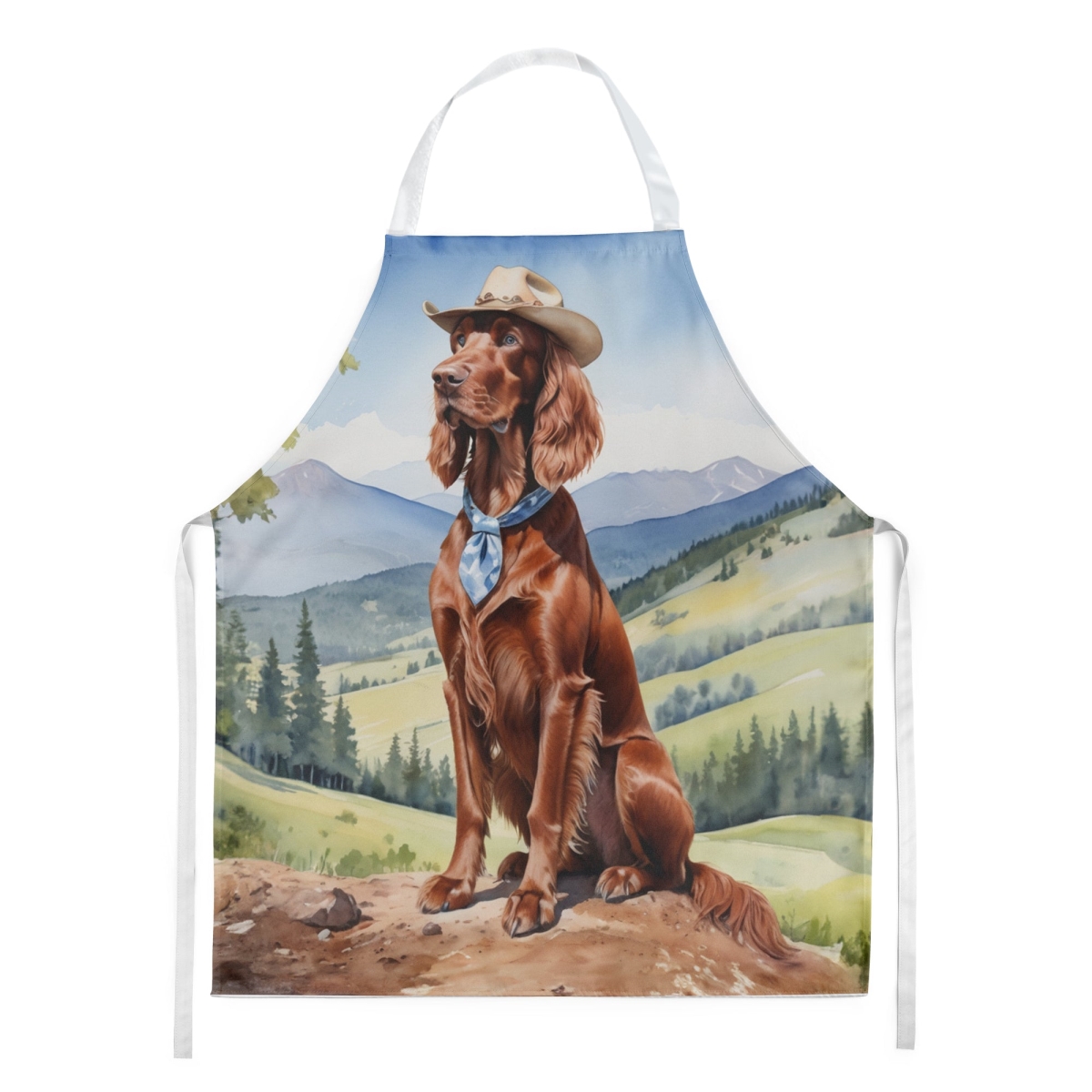 Picture of Carolines Treasures DAC5918APRON 30 x 27 in. Irish Setter Cowboy Welcome Apron