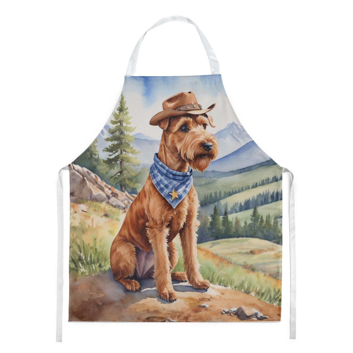Picture of Carolines Treasures DAC5919APRON 30 x 27 in. Irish Terrier Cowboy Welcome Apron
