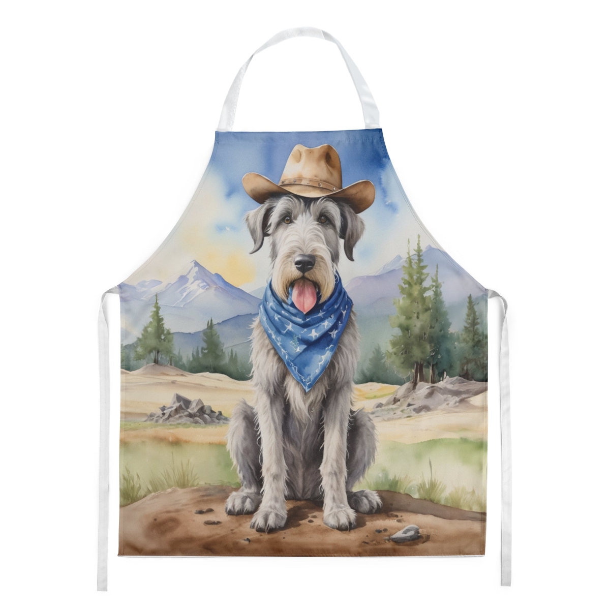 Picture of Carolines Treasures DAC5920APRON 30 x 27 in. Irish Wolfhound Cowboy Welcome Apron