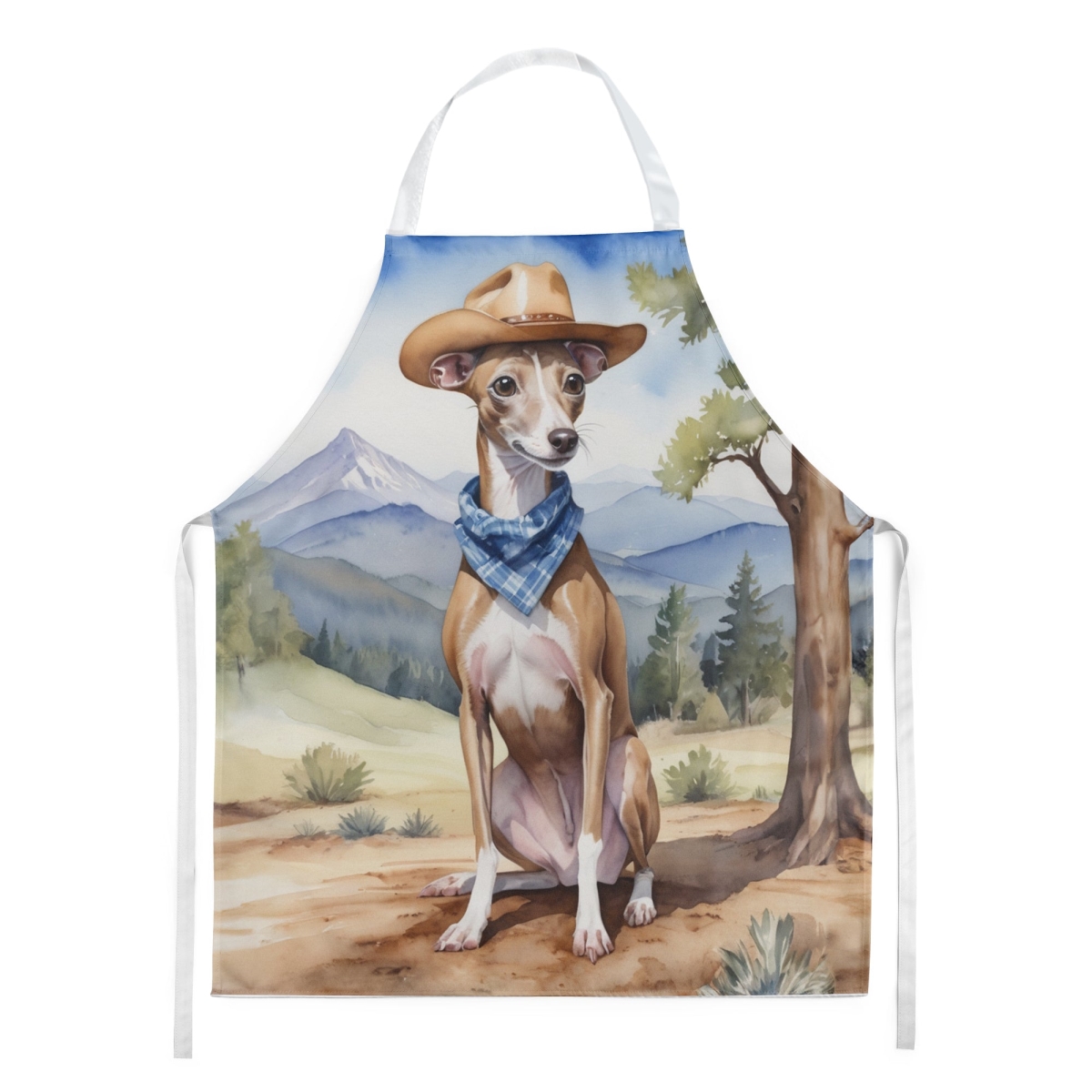 Picture of Carolines Treasures DAC5921APRON 30 x 27 in. Italian Greyhound Cowboy Welcome Apron