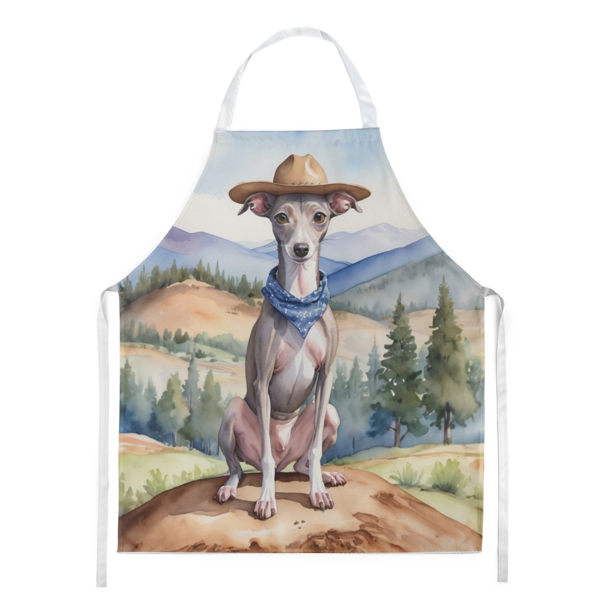 Picture of Carolines Treasures DAC5922APRON 30 x 27 in. Italian Greyhound Cowboy Welcome Apron