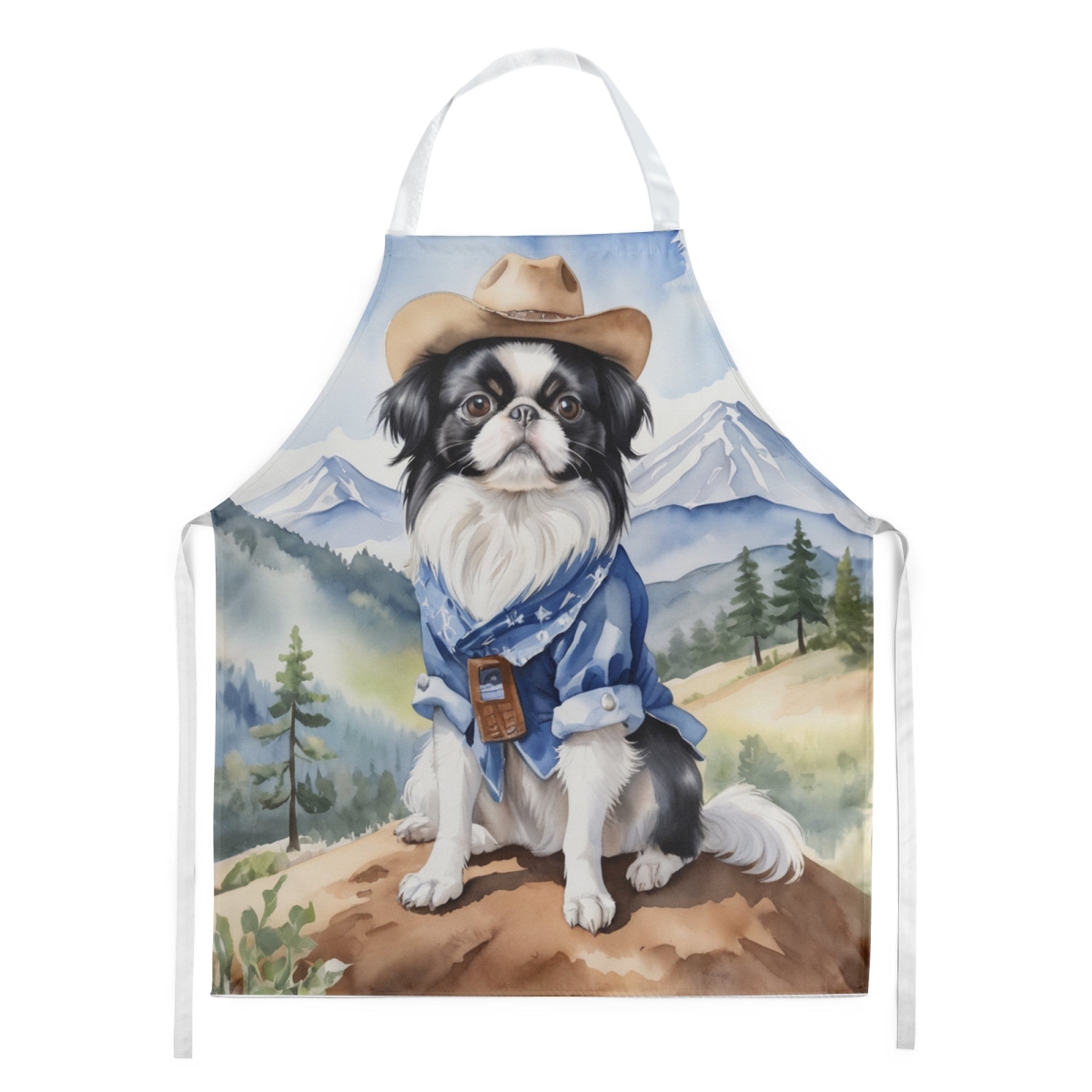 Picture of Carolines Treasures DAC5924APRON 30 x 27 in. Japanese Chin Cowboy Welcome Apron