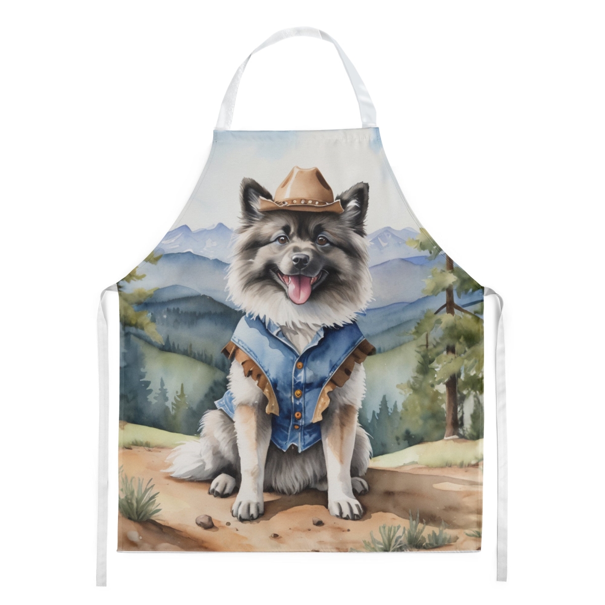 Picture of Carolines Treasures DAC5925APRON 30 x 27 in. Keeshond Cowboy Welcome Apron