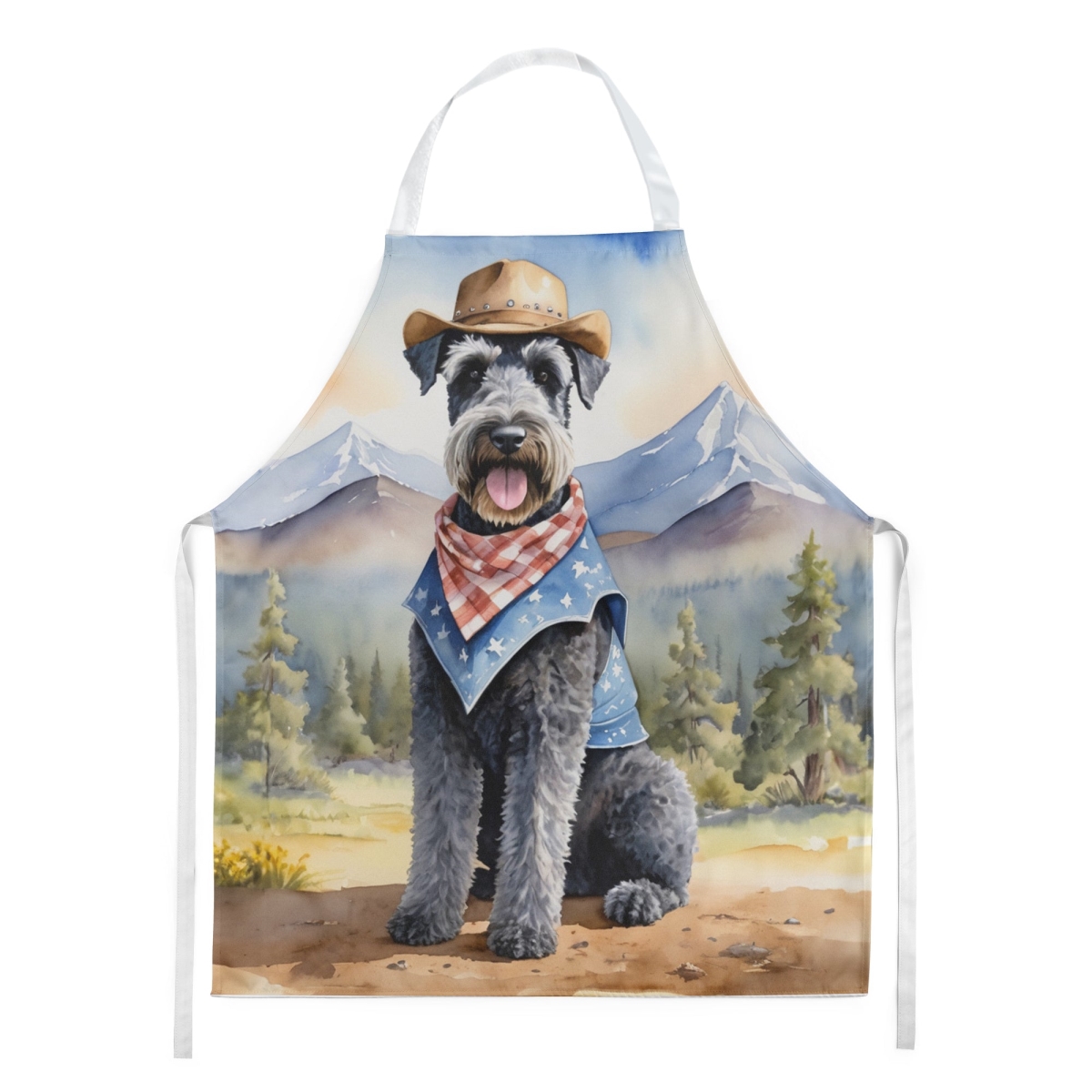 Picture of Carolines Treasures DAC5926APRON 30 x 27 in. Kerry Blue Terrier Cowboy Welcome Apron