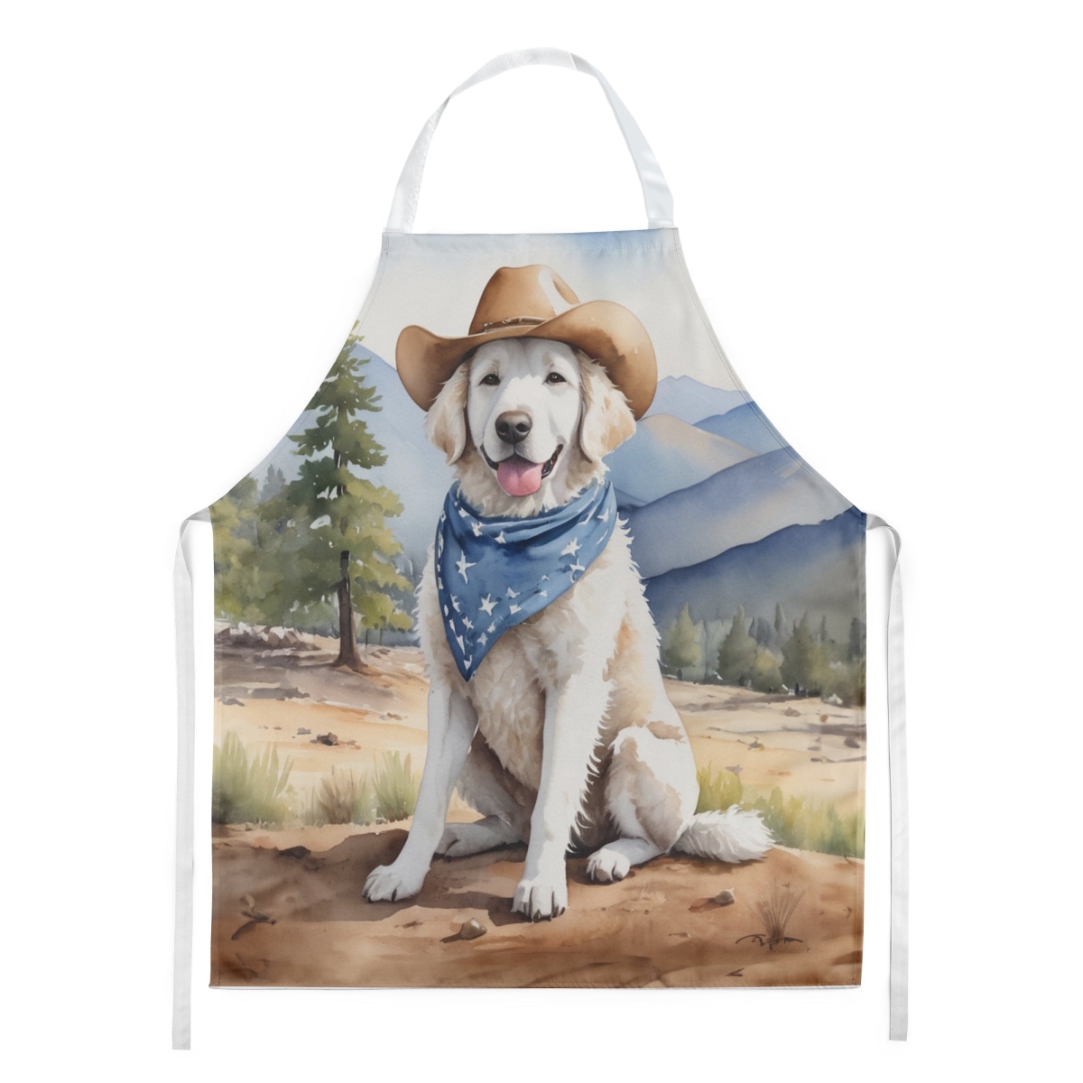 Picture of Carolines Treasures DAC5928APRON 30 x 27 in. Kuvasz Cowboy Welcome Apron