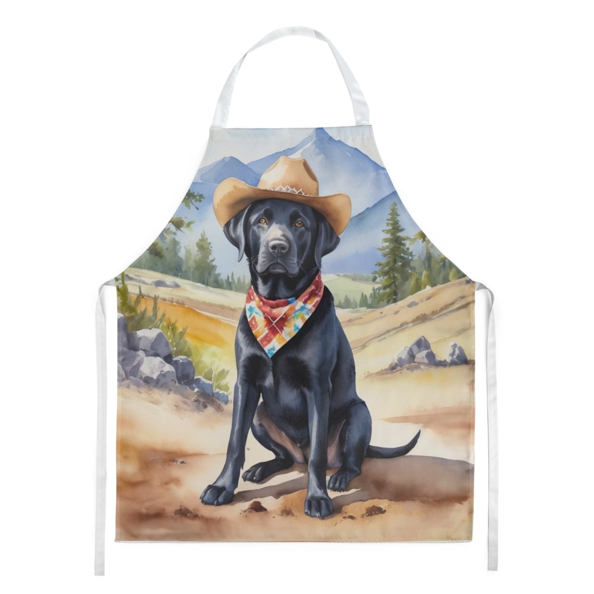 Picture of Carolines Treasures DAC5929APRON 30 x 27 in. Labrador Retriever Cowboy Welcome Apron