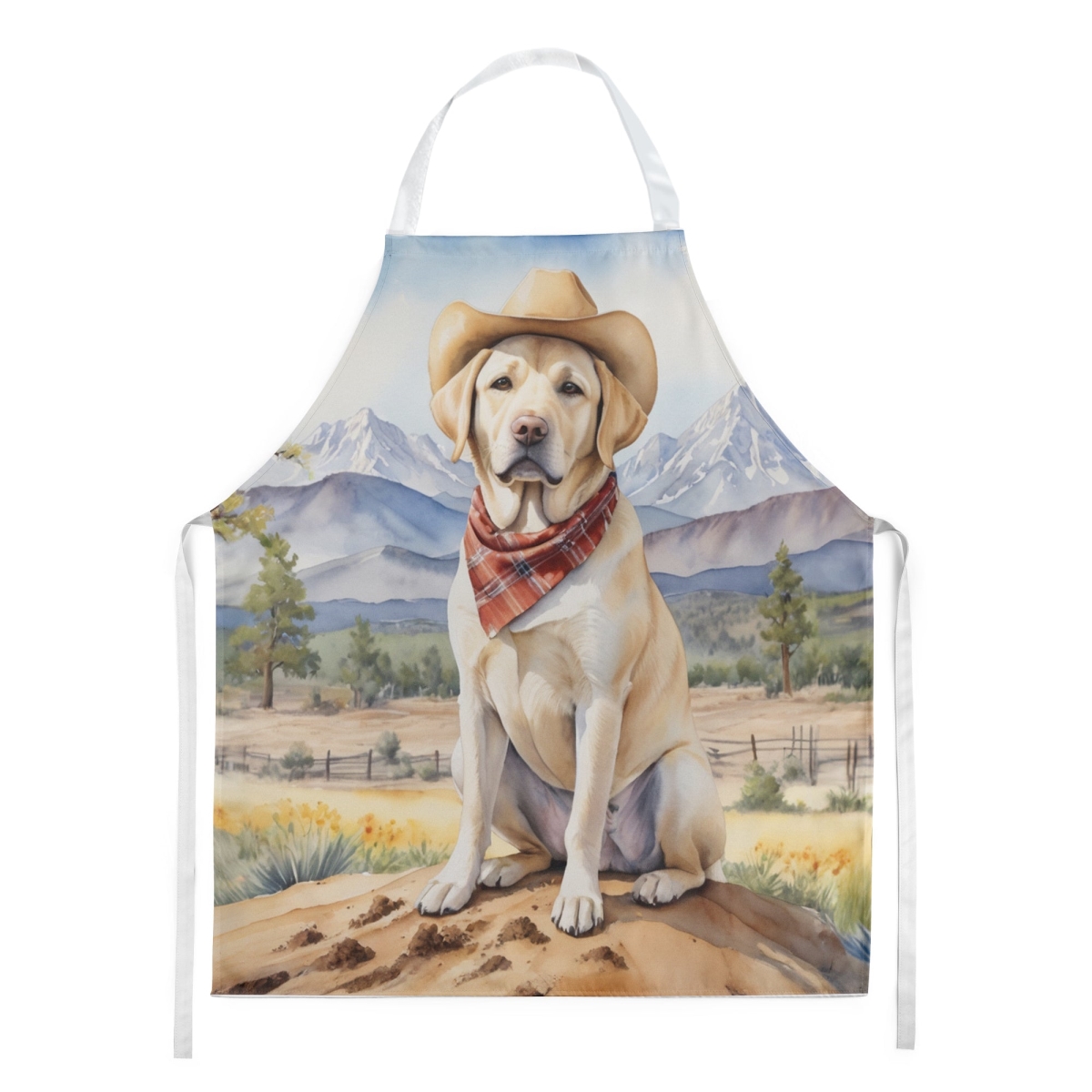 Picture of Carolines Treasures DAC5931APRON 30 x 27 in. Labrador Retriever Cowboy Welcome Apron