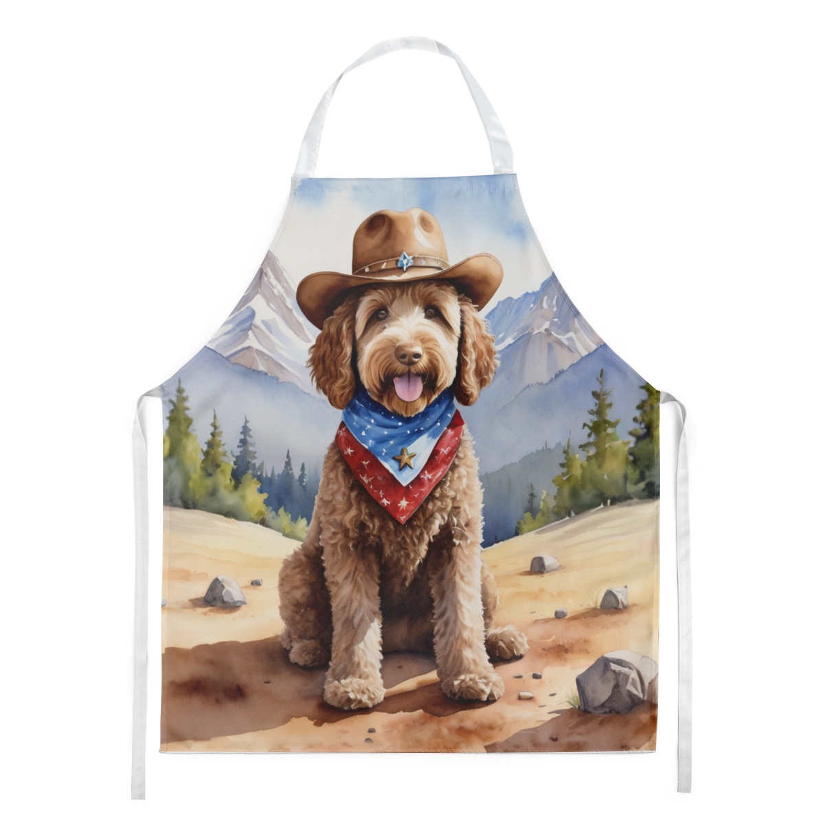 Picture of Carolines Treasures DAC5932APRON 30 x 27 in. Labradoodle Cowboy Welcome Apron