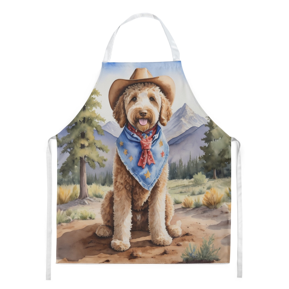Picture of Carolines Treasures DAC5933APRON 30 x 27 in. Labradoodle Cowboy Welcome Apron