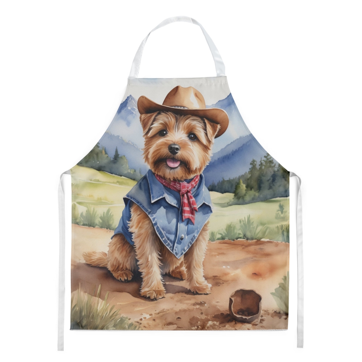 Picture of Carolines Treasures DAC5944APRON 30 x 27 in. Norfolk Terrier Cowboy Welcome Apron
