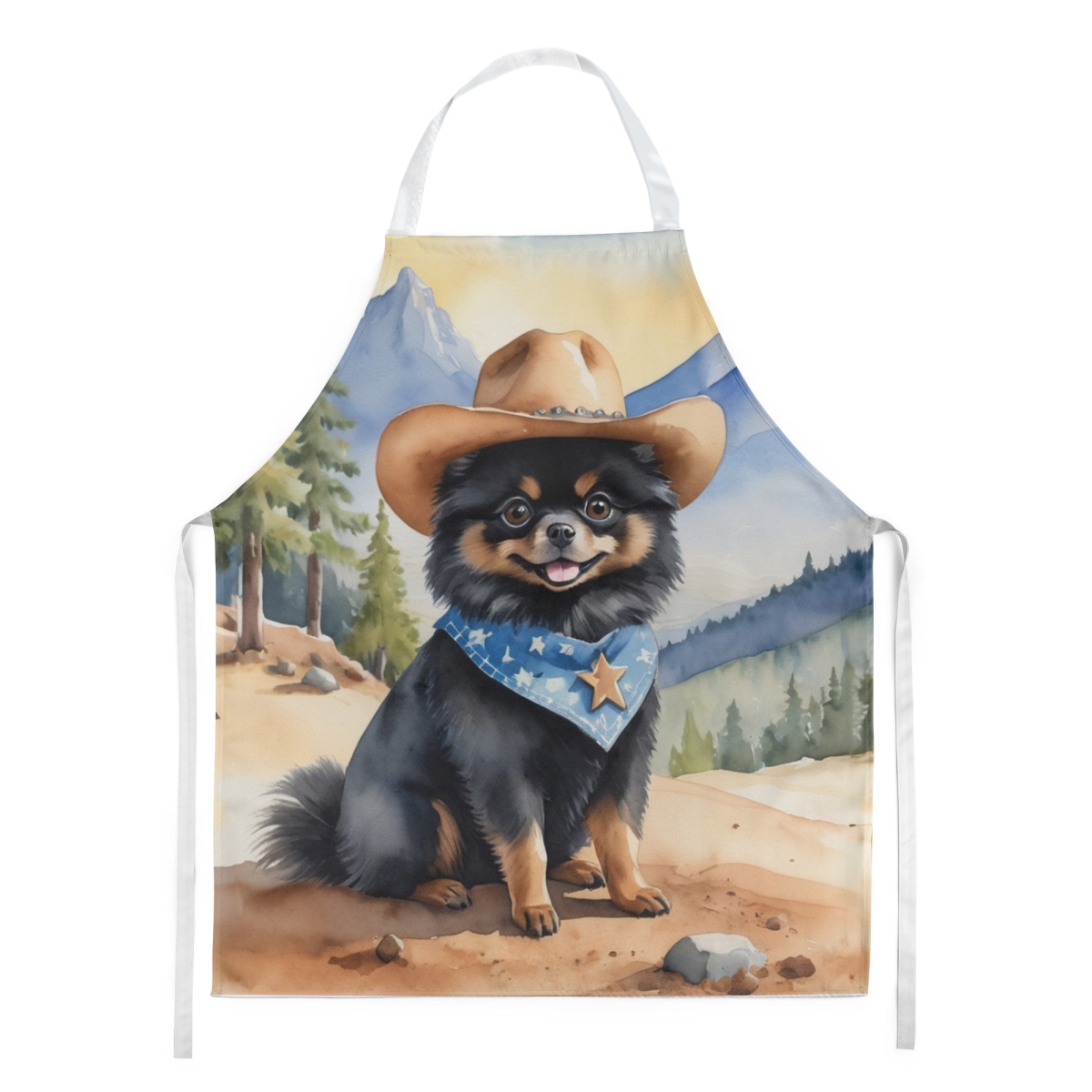 Picture of Carolines Treasures DAC5956APRON 30 x 27 in. Pomeranian Cowboy Welcome Apron