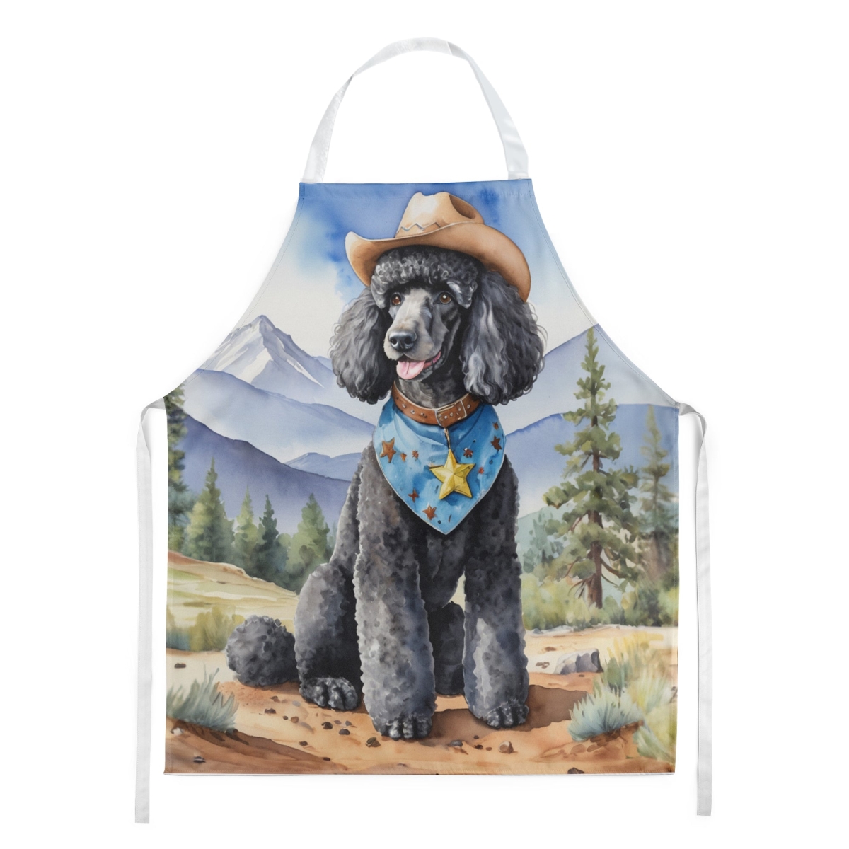 Picture of Carolines Treasures DAC5958APRON 30 x 27 in. Black Poodle Cowboy Welcome Apron