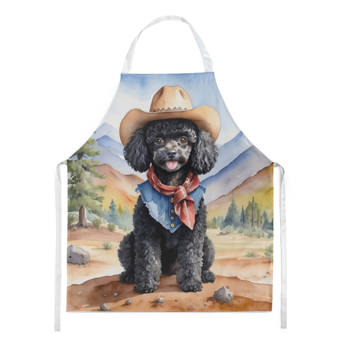 Picture of Carolines Treasures DAC5959APRON 30 x 27 in. Black Poodle Cowboy Welcome Apron