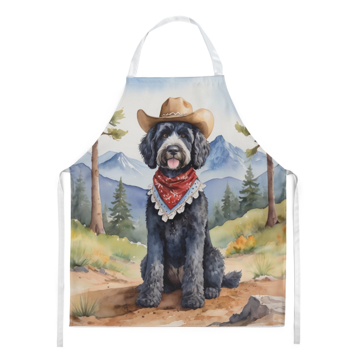 Picture of Carolines Treasures DAC5964APRON 30 x 27 in. Portuguese Water Dog Cowboy Welcome Apron