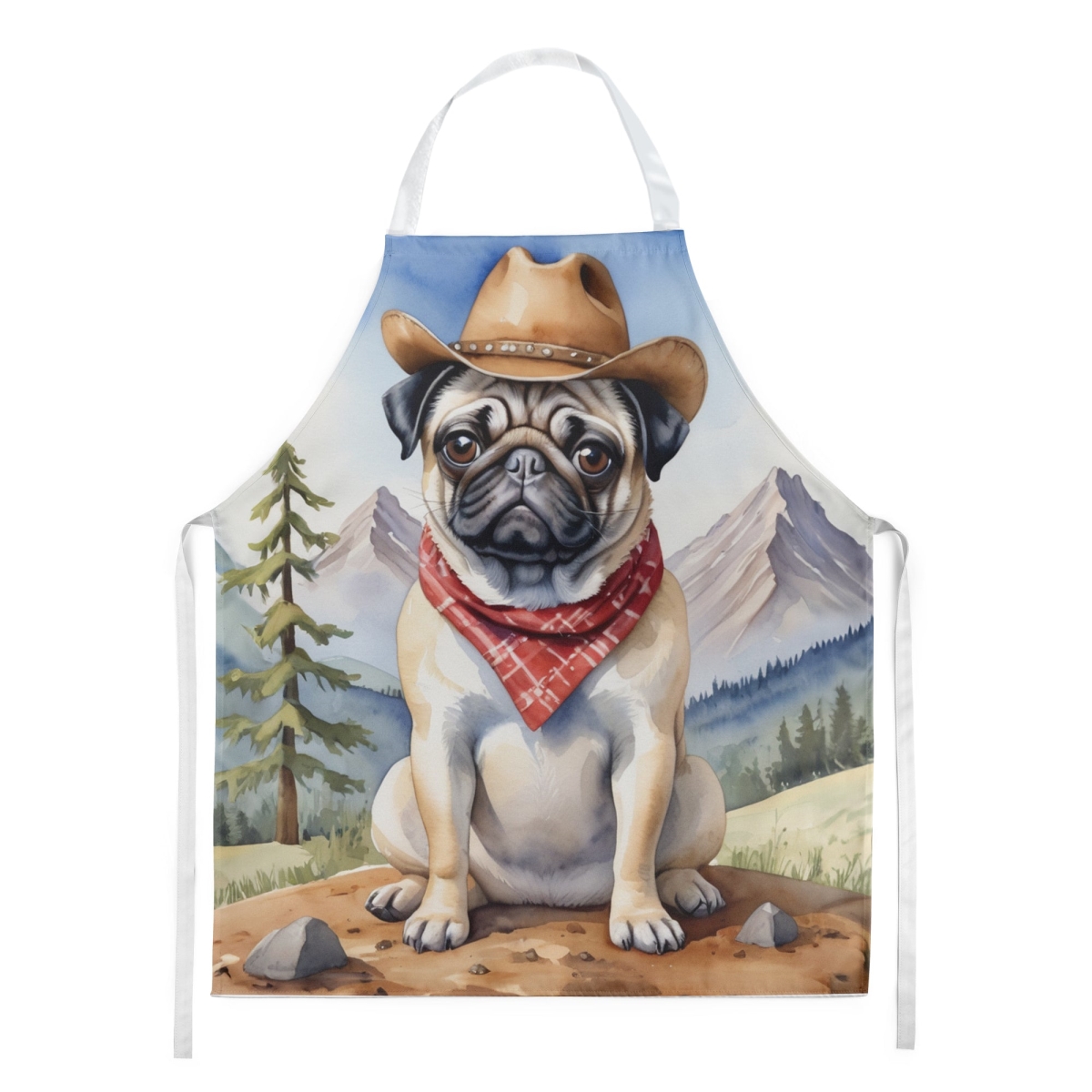 Picture of Carolines Treasures DAC5965APRON 30 x 27 in. Pug Cowboy Welcome Apron