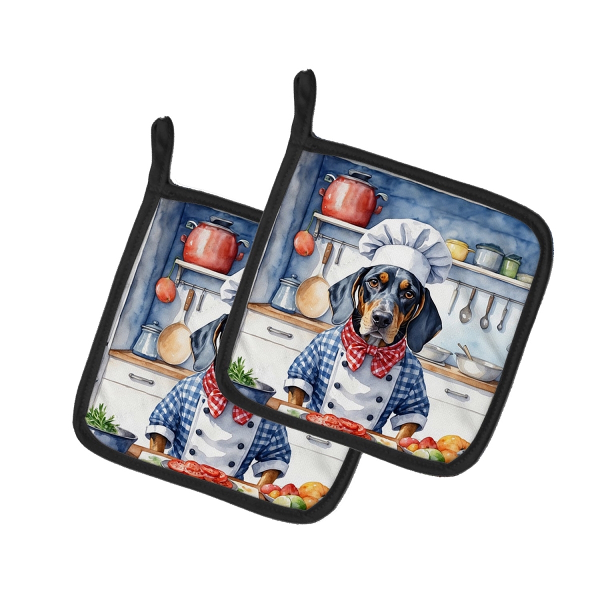 DAC6211PTHD 7.5 x 7.5 in. Bluetick Coonhound The Chef Pair of Pot Holder