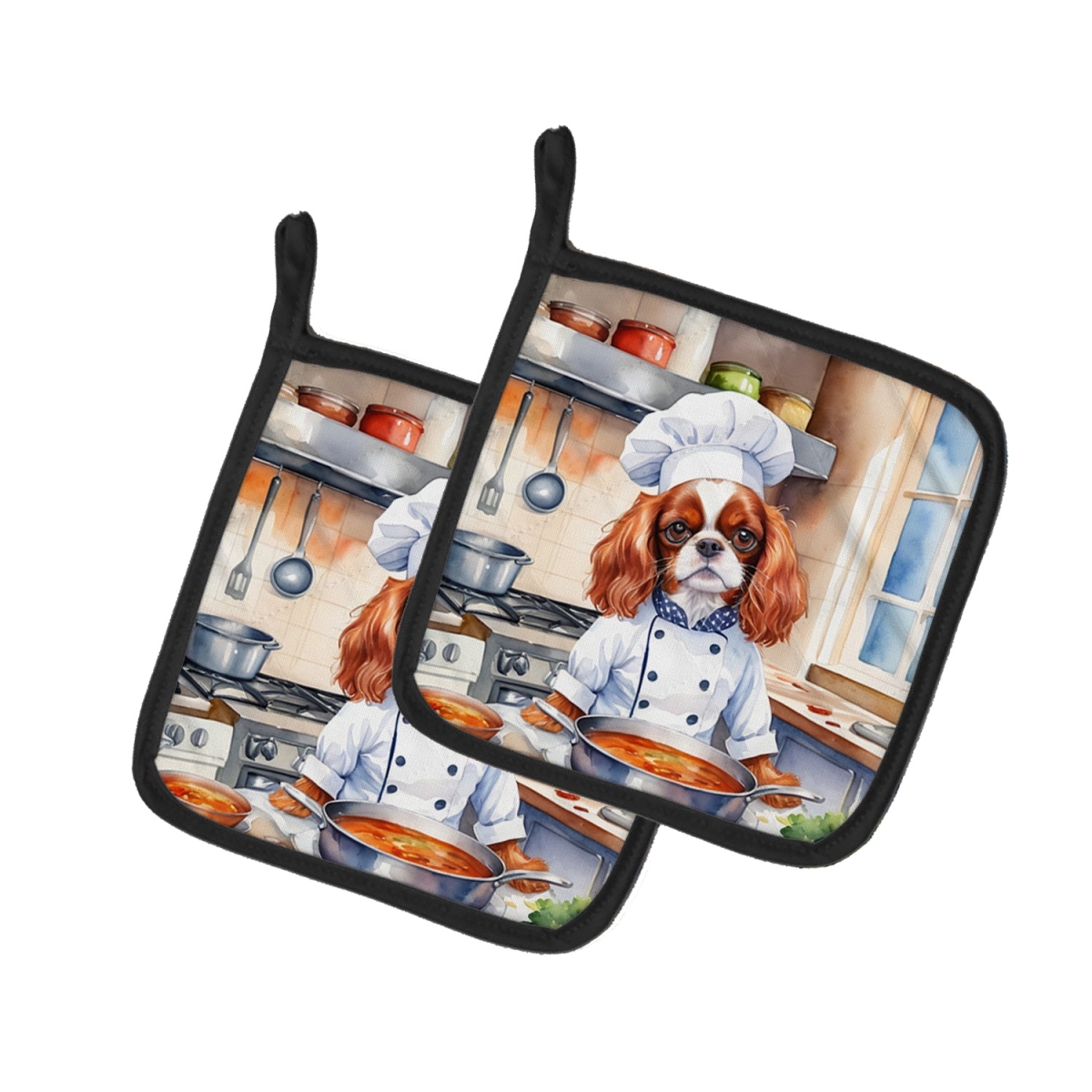 DAC6227PTHD 7.5 x 7.5 in. Cavalier Spaniel The Chef Pair of Pot Holder