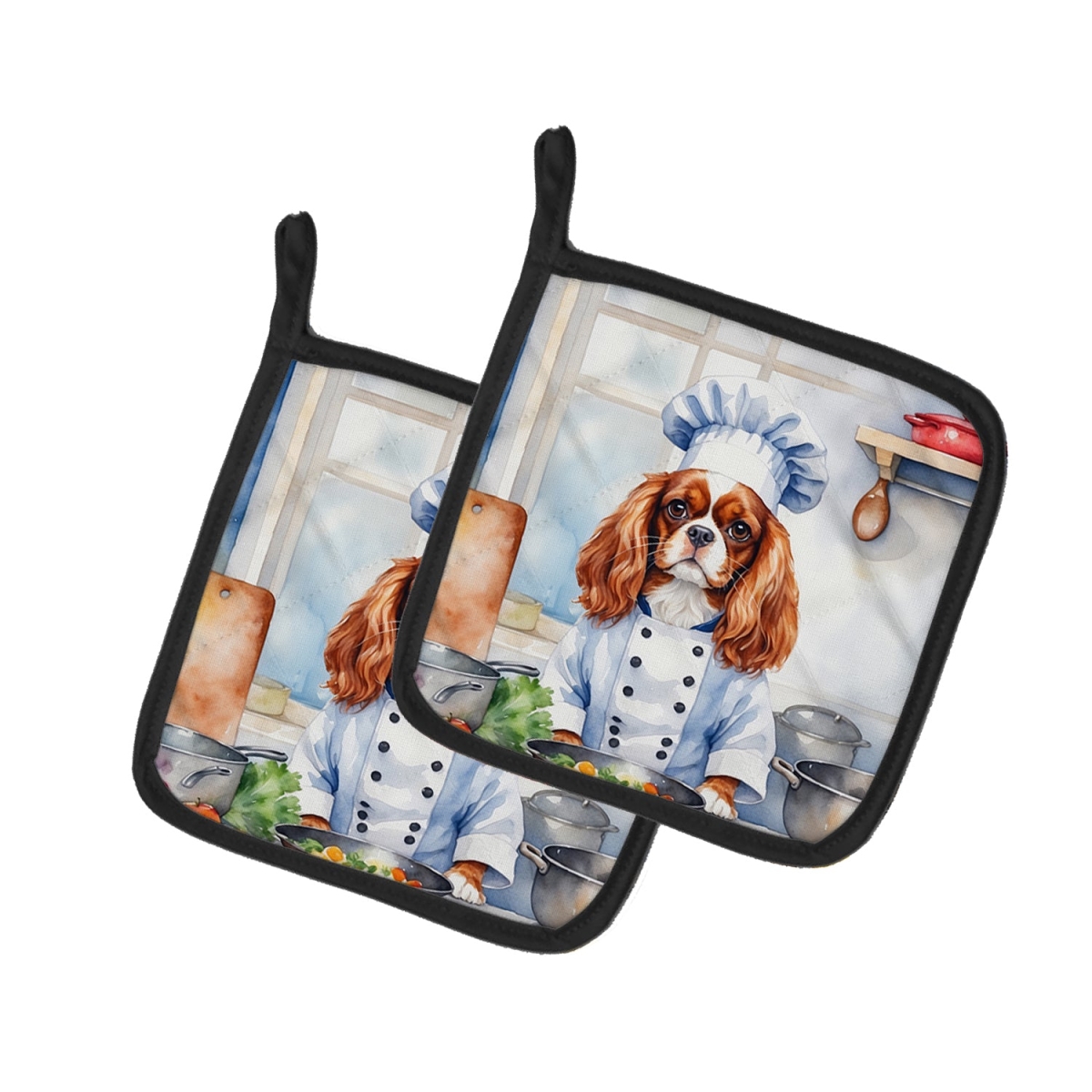 DAC6228PTHD 7.5 x 7.5 in. Cavalier Spaniel The Chef Pair of Pot Holder
