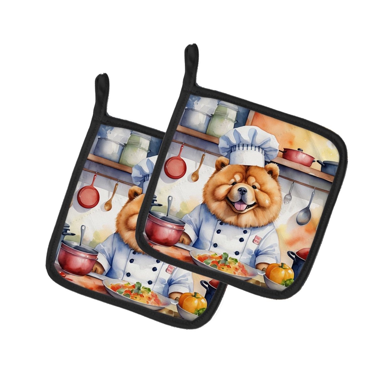 7.5 x 7.5 in. Chow Chow The Chef Pair of Pot Holder