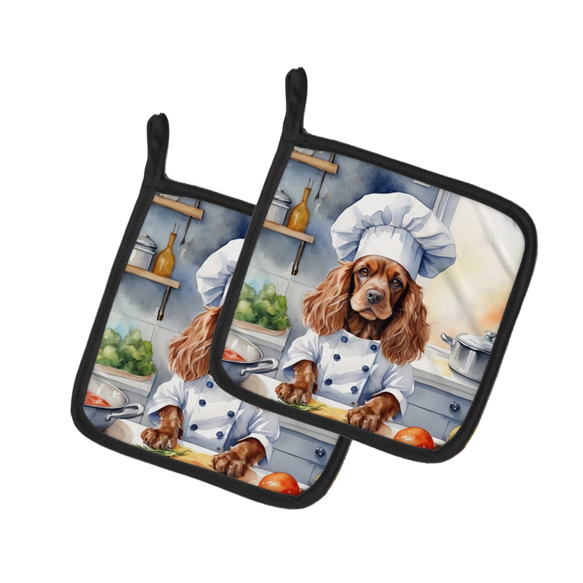 DAC6234PTHD 7.5 x 7.5 in. Cocker Spaniel The Chef Pair of Pot Holder