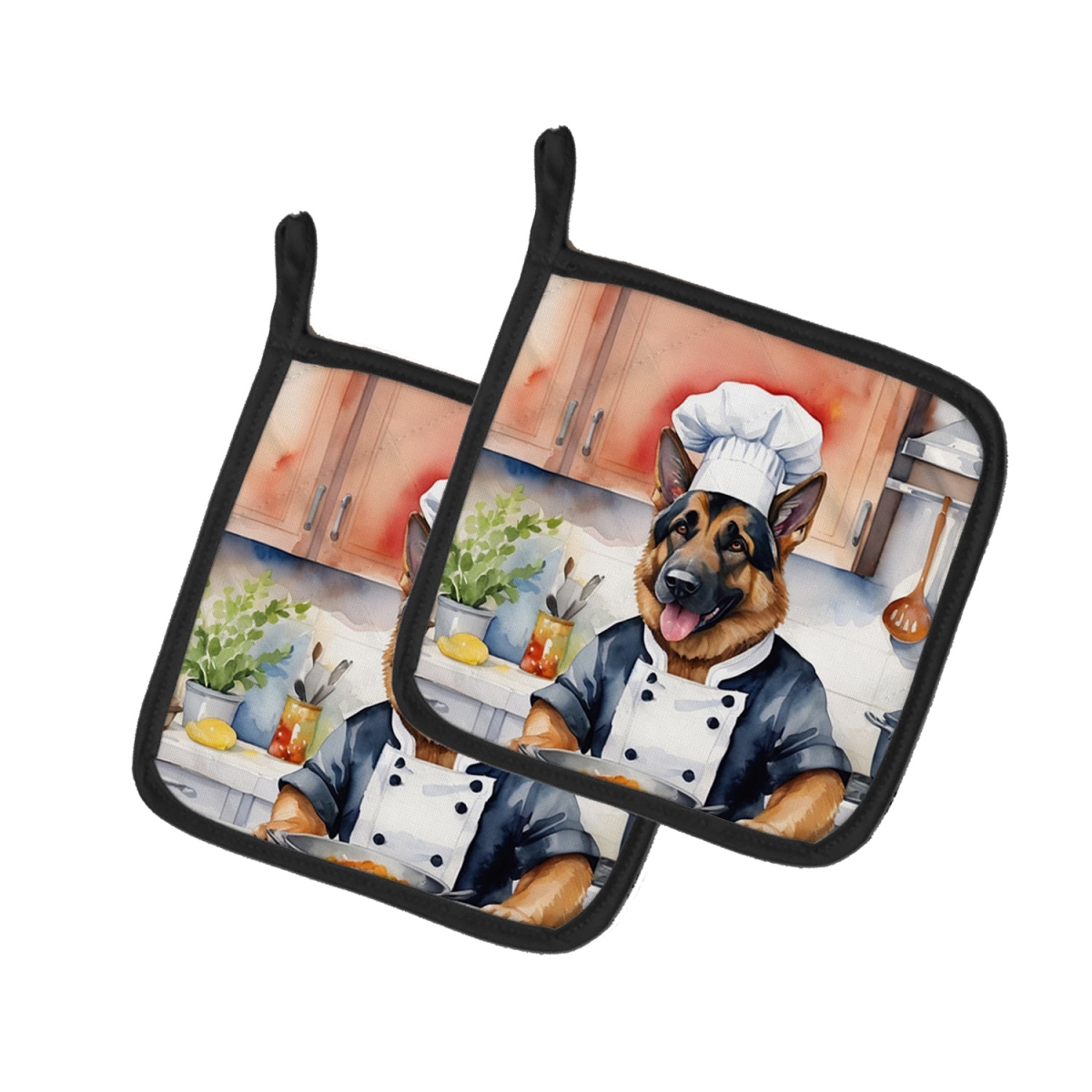DAC6253PTHD 7.5 x 7.5 in. German Shepherd The Chef Pair of Pot Holder
