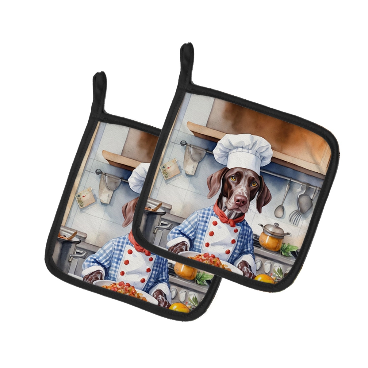 7.5 x 7.5 in. German Shorthaired Pointer The Chef Pair of Pot Holder