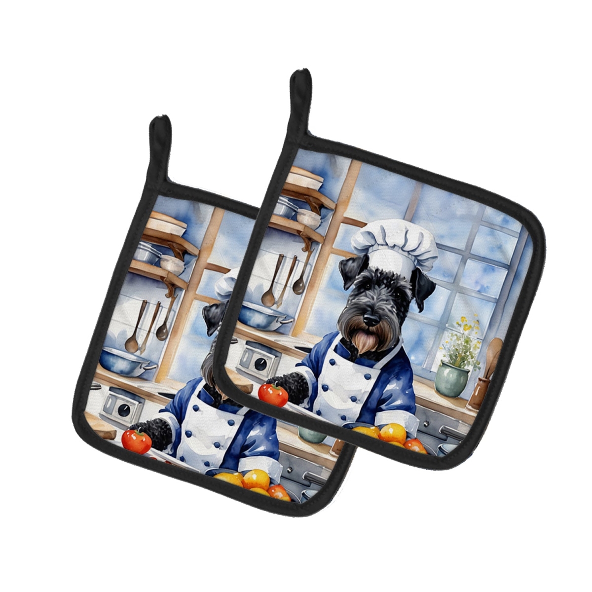 DAC6273PTHD 7.5 x 7.5 in. Kerry Blue Terrier The Chef Pair of Pot Holder