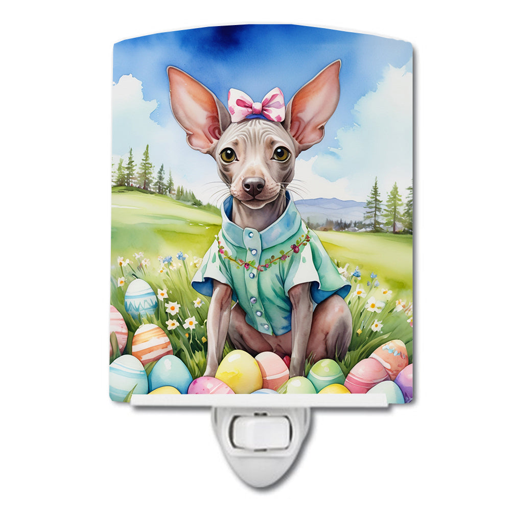 DAC4930CNL 6 x 4 in. American Hairless Terrier Easter Egg Hunt Ceramic Night Light