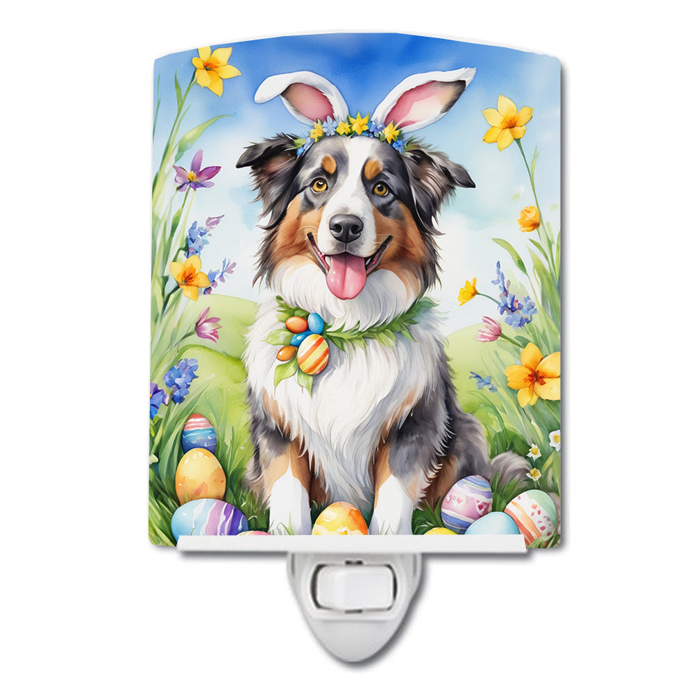 DAC4934CNL 6 x 4 in. Australian Shepherd Easter Egg Hunt Ceramic Night Light