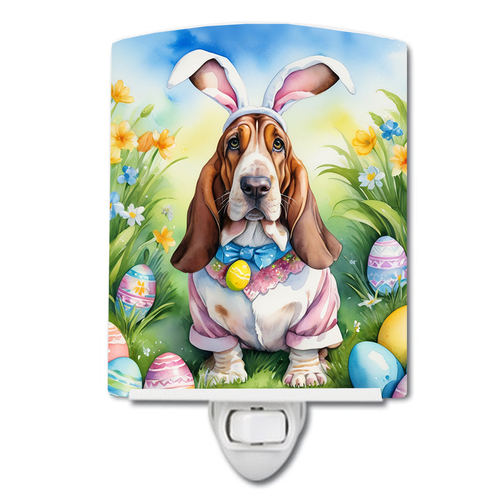 6 x 4 in. Basset Hound Easter Egg Hunt Ceramic Night Light