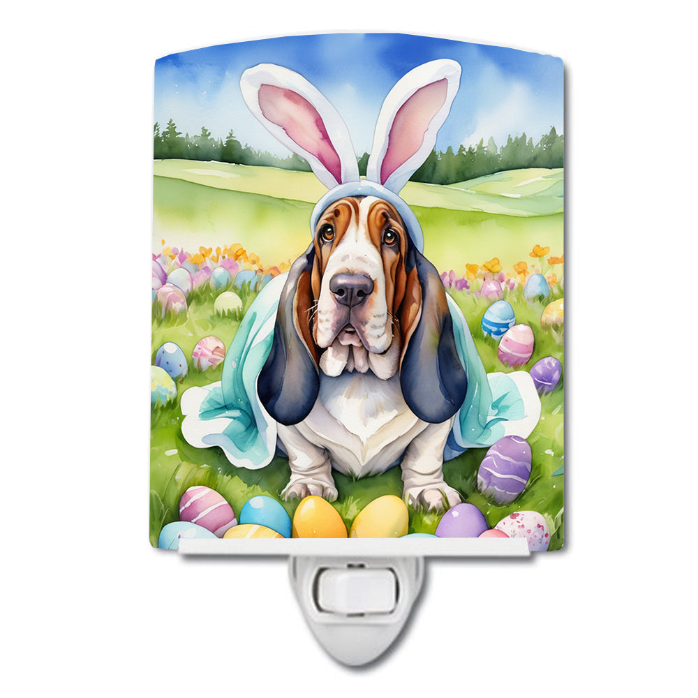 DAC4939CNL 6 x 4 in. Basset Hound Easter Egg Hunt Ceramic Night Light