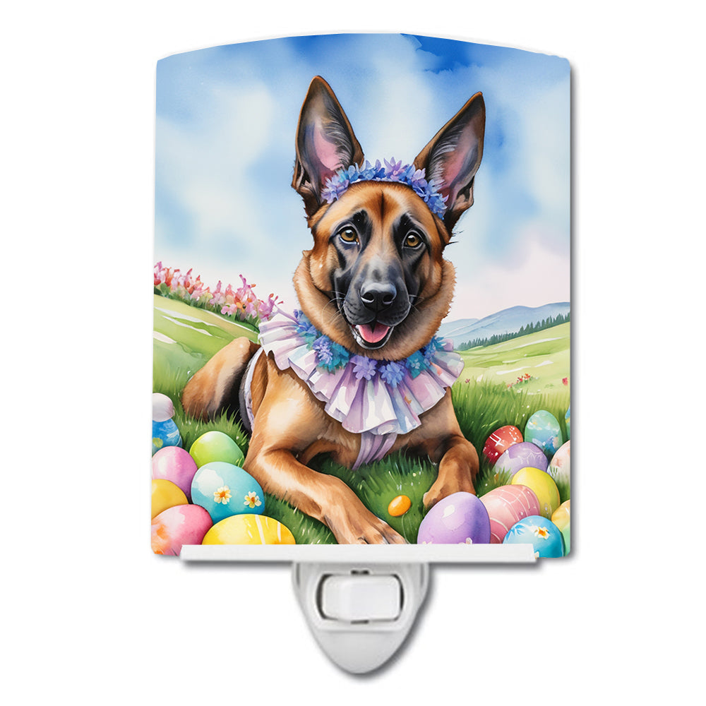 6 x 4 in. Belgian Malinois Easter Egg Hunt Ceramic Night Light