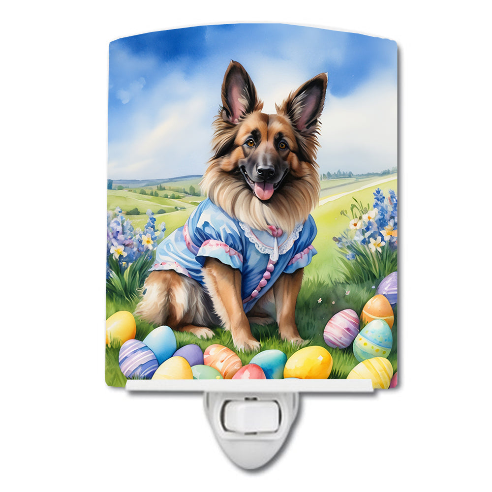 6 x 4 in. Belgian Tervuren Easter Egg Hunt Ceramic Night Light