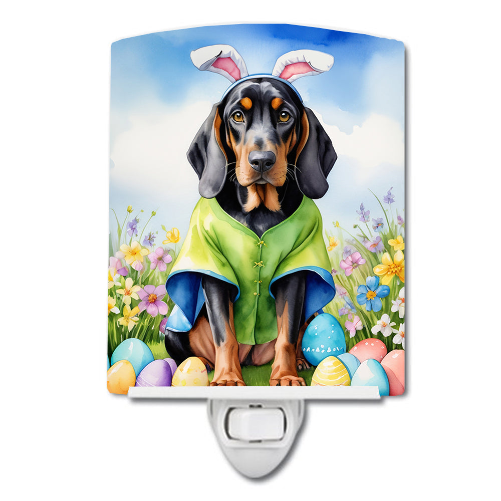 DAC4956CNL 6 x 4 in. Black & Tan Coonhound Easter Egg Hunt Ceramic Night Light