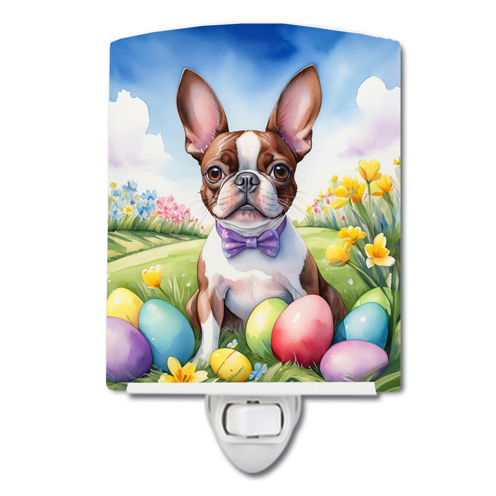 DAC4970CNL 6 x 4 in. Boston Terrier Easter Egg Hunt Ceramic Night Light