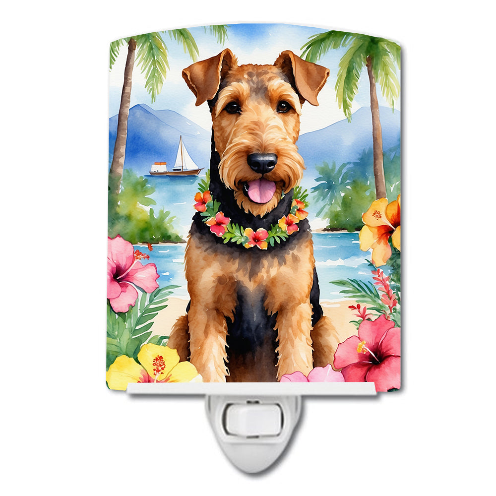 6 x 4 in. Airedale Terrier Luau Ceramic Night Light