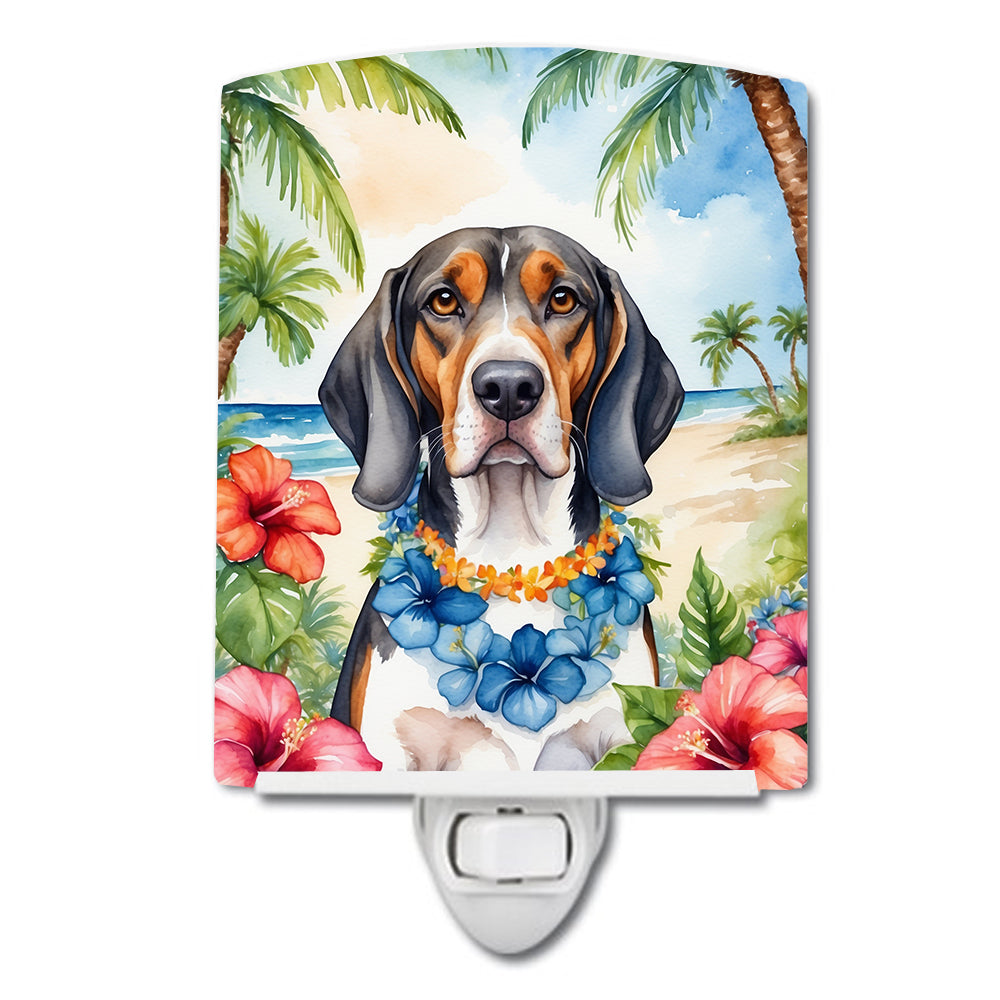 DAC6351CNL 6 x 4 in. American English Coonhound Luau Ceramic Night Light