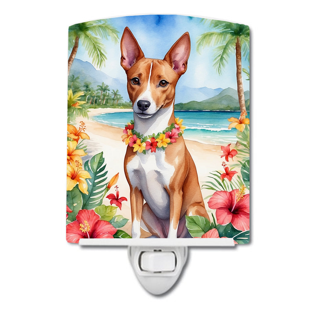 6 x 4 in. Basenji Luau Ceramic Night Light