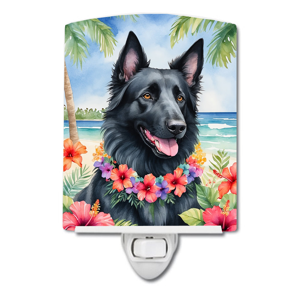6 x 4 in. Belgian Sheepdog Luau Ceramic Night Light