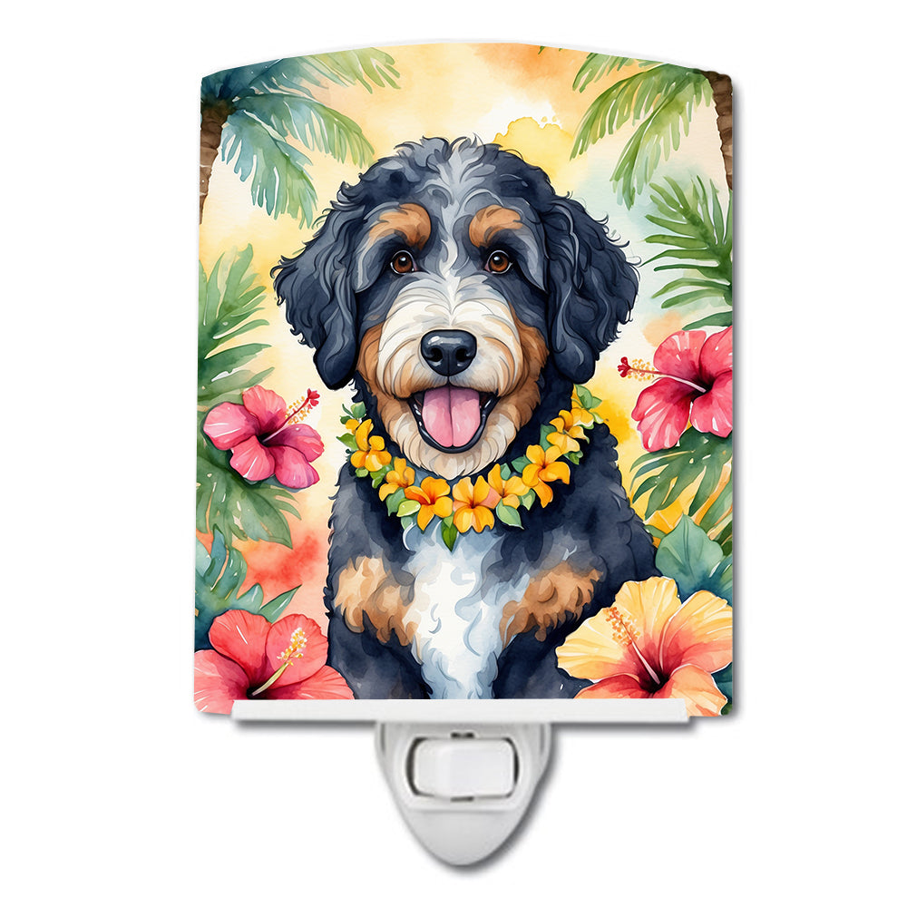 DAC6370CNL 6 x 4 in. Bernedoodle Luau Ceramic Night Light