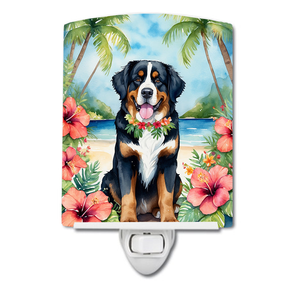 6 x 4 in. Bernese Mountain Dog Luau Ceramic Night Light