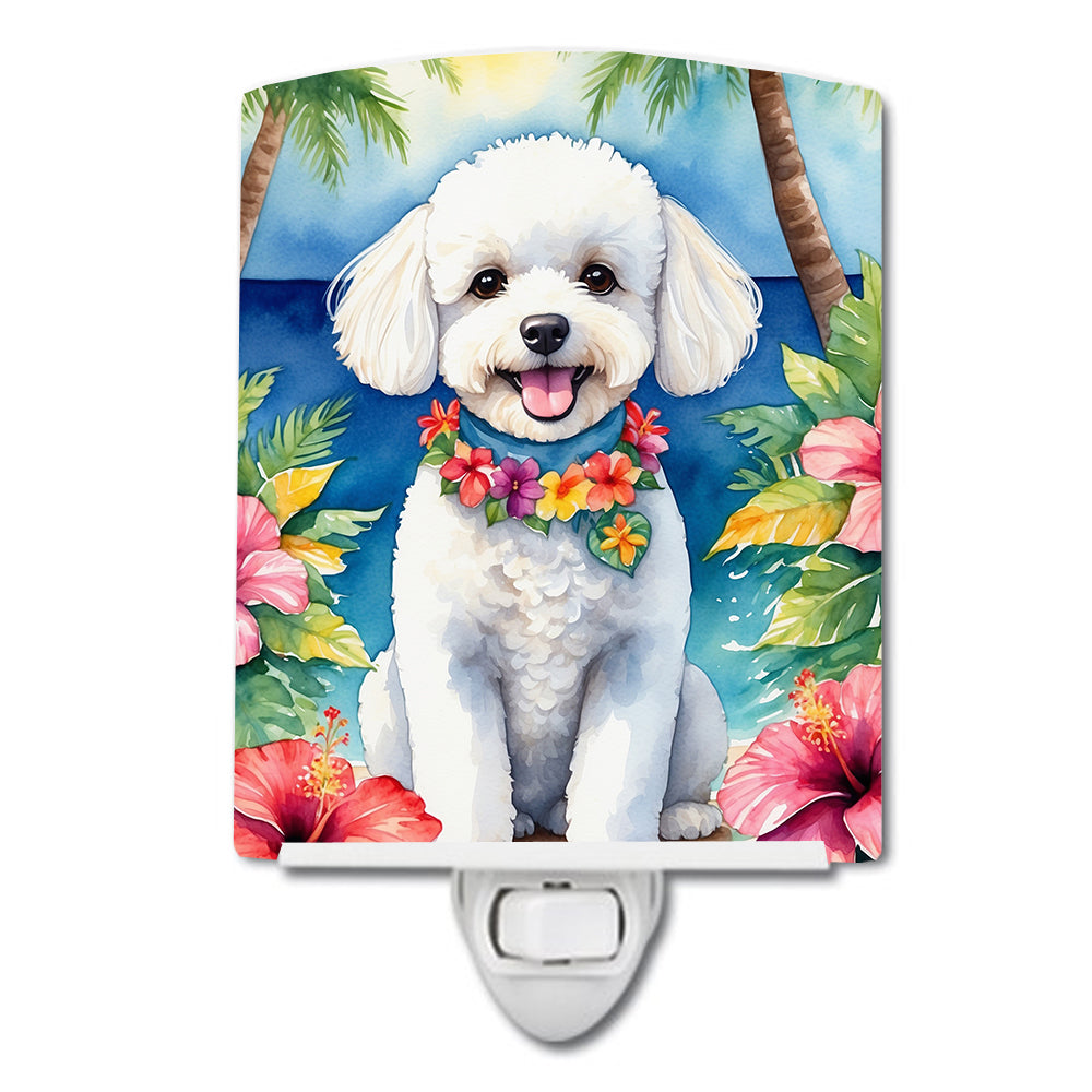 6 x 4 in. Bichon Frise Luau Ceramic Night Light