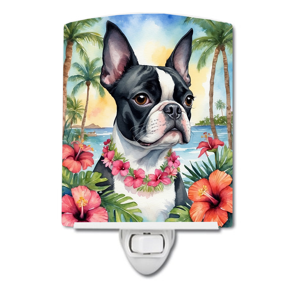 DAC6382CNL 6 x 4 in. Boston Terrier Luau Ceramic Night Light