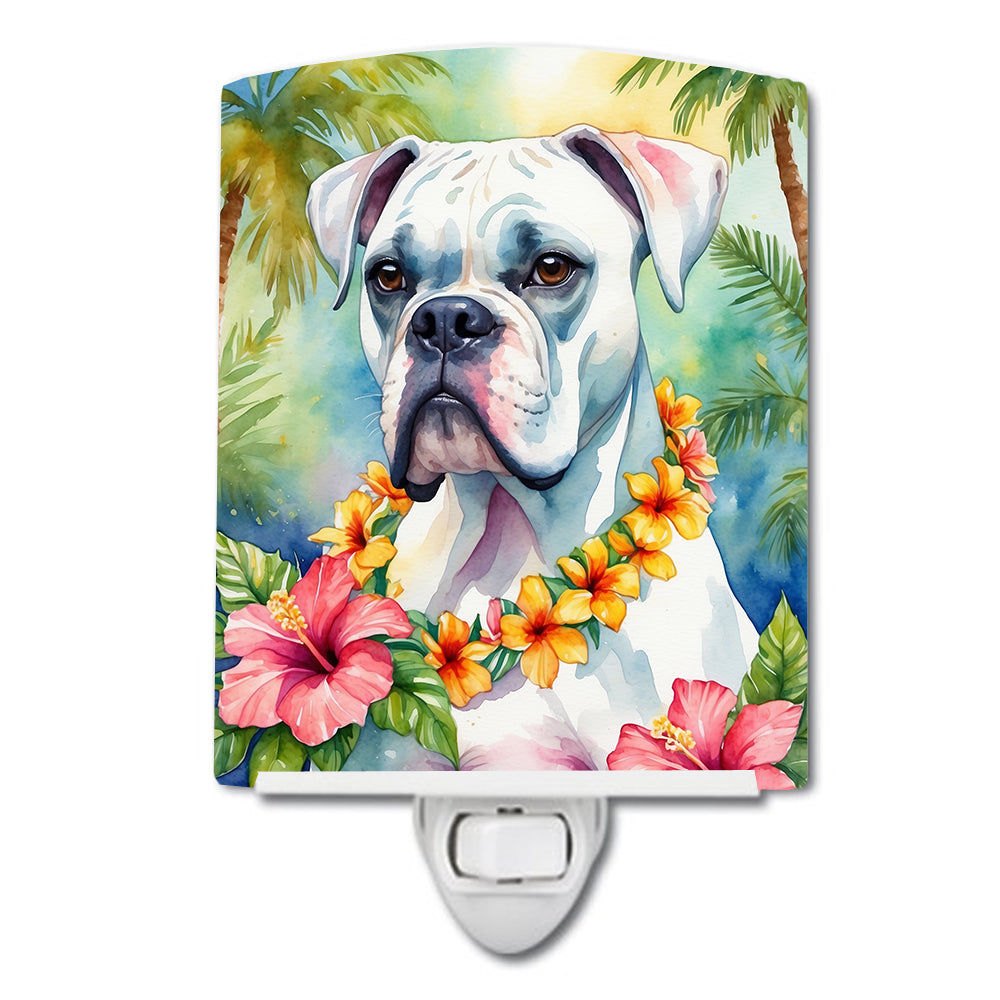 DAC6386CNL 6 x 4 in. White Boxer Luau Ceramic Night Light