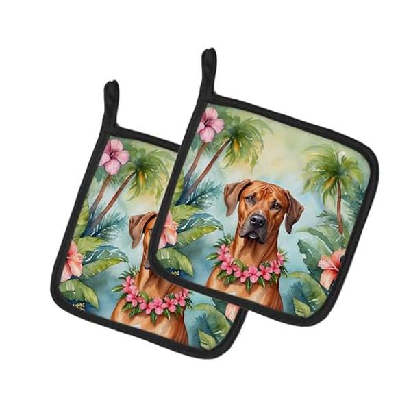 DAC6507PTHD 7.5 x 7.5 in. Rhodesian Ridgeback Luau Pair of Pot Holder