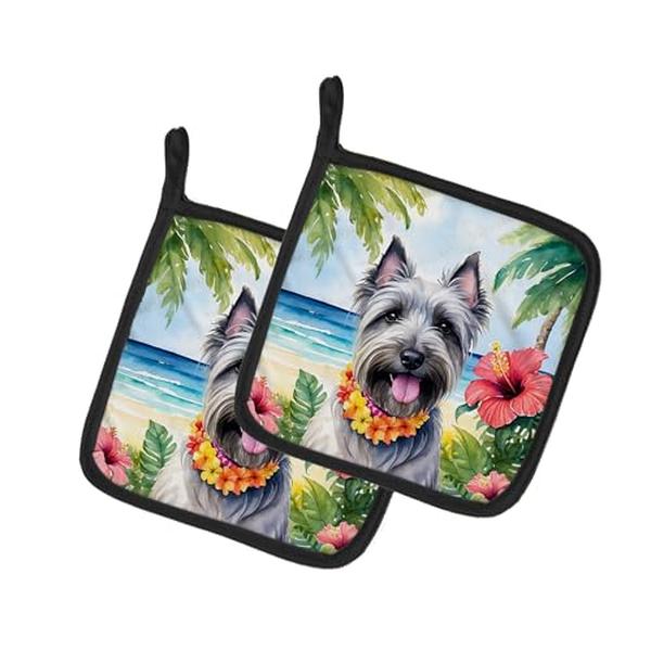 DAC6524PTHD 7.5 x 7.5 in. Skye Terrier Luau Pair of Pot Holder