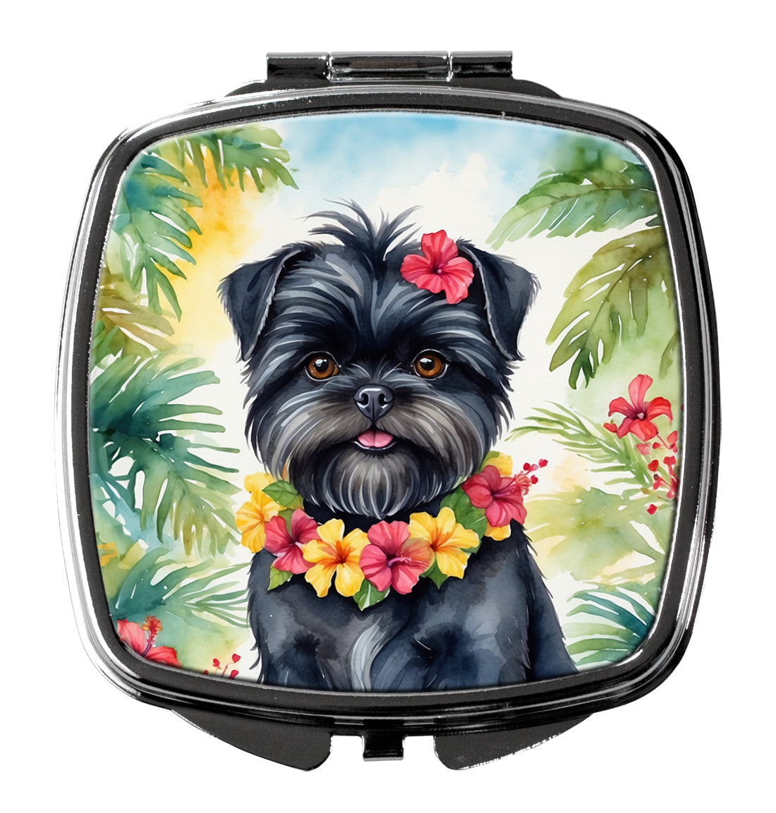 3 x 2.75 in. Affenpinscher Luau Compact Mirror