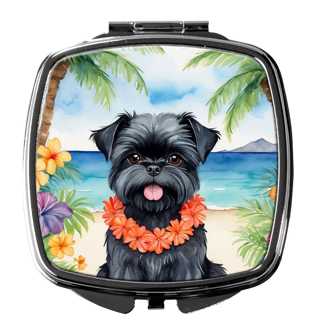 3 x 2.75 in. Affenpinscher Luau Compact Mirror