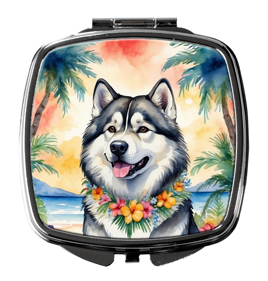 DAC6349SCM 3 x 2.75 in. Alaskan Malamute Luau Compact Mirror